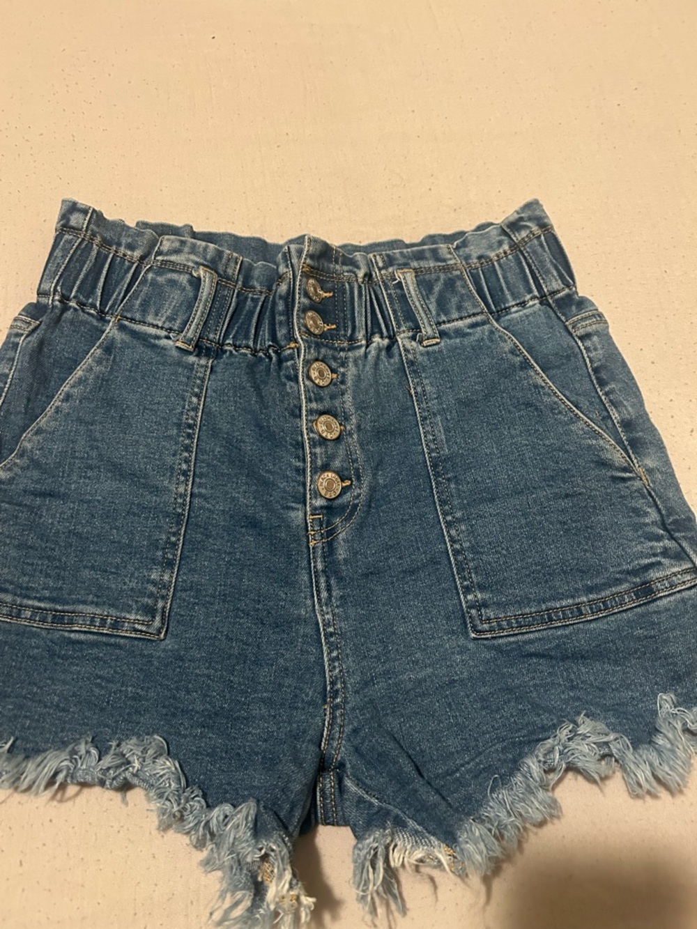 Black Label Blue High-Waist Paperbag Denim Shorts - Picture 5 of 9
